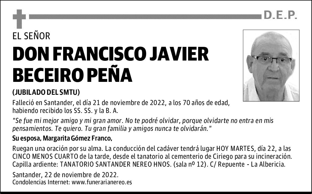 DON FRANCISCO JAVIER BECEIRO PEÑA