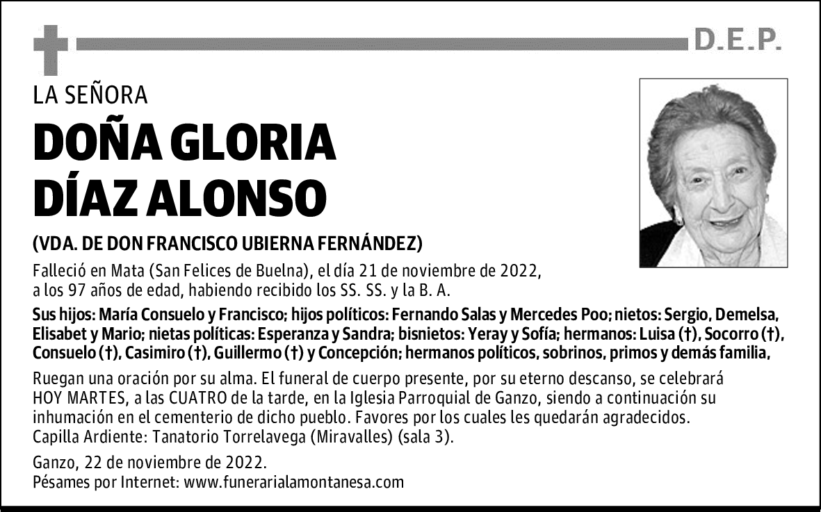 DOÑA GLORIA DÍAZ ALONSO