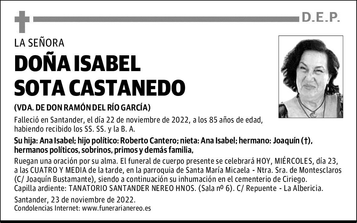 DOÑA ISABEL SOTA CASTANEDO