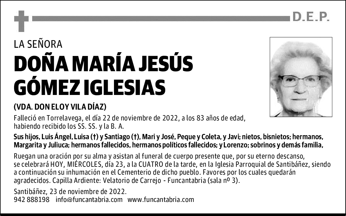 DOÑA MARÍA JESÚS GÓMEZ IGLESIAS