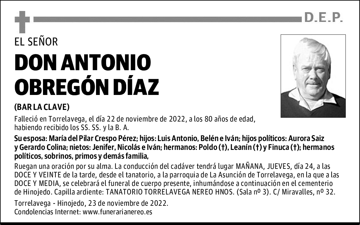 DON ANTONIO OBREGÓN DÍAZ