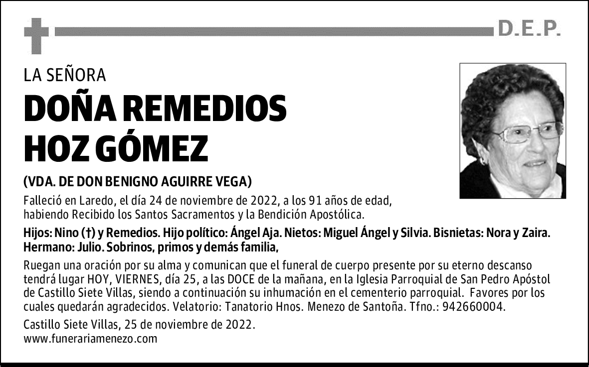 DOÑA REMEDIOS HOZ GÓMEZ