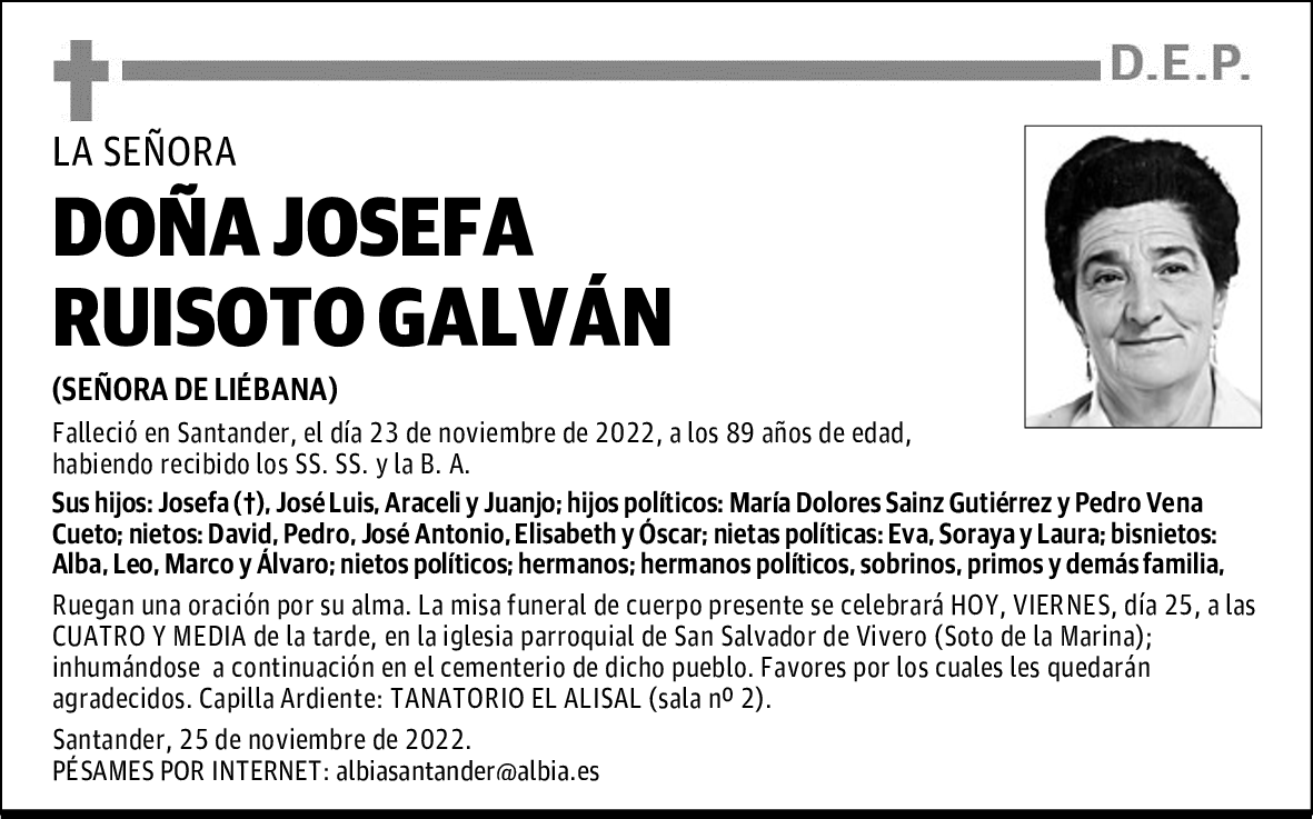DOÑA JOSEFA RUISOTO GALVÁN