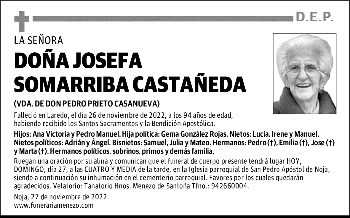 DOÑA JOSEFA SOMARRIBA CASTAÑEDA