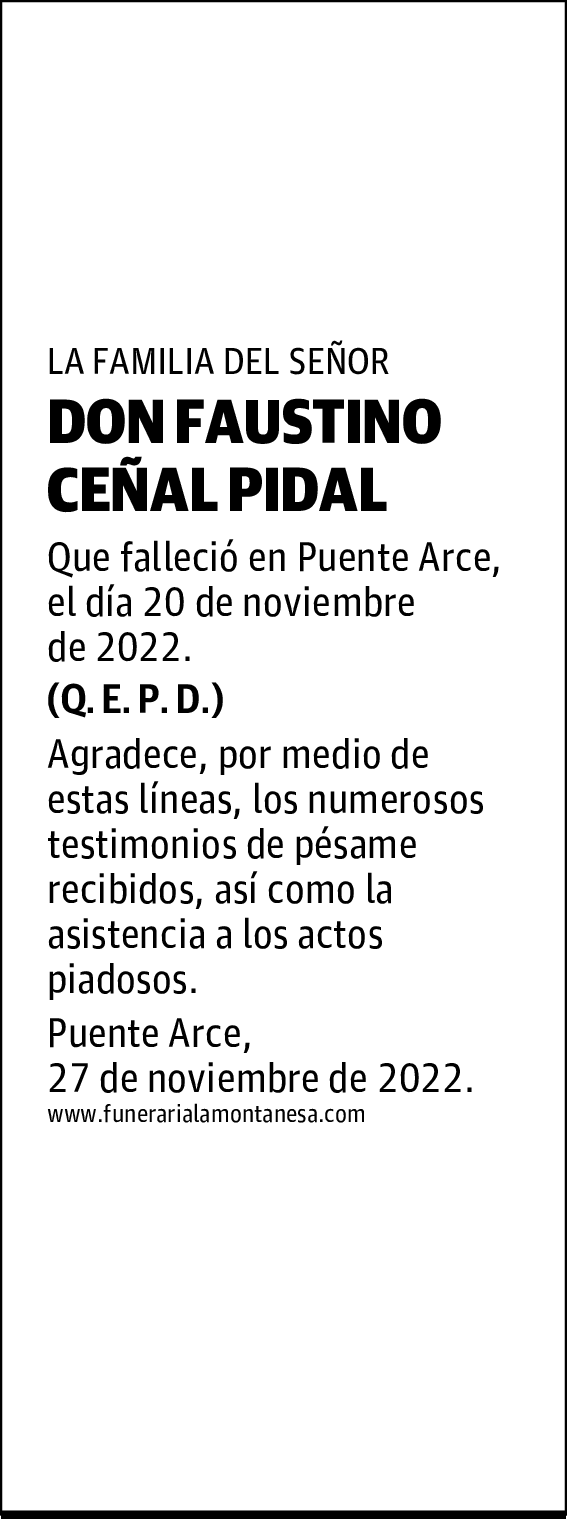 DON FAUSTINO CEÑAL PIDAL