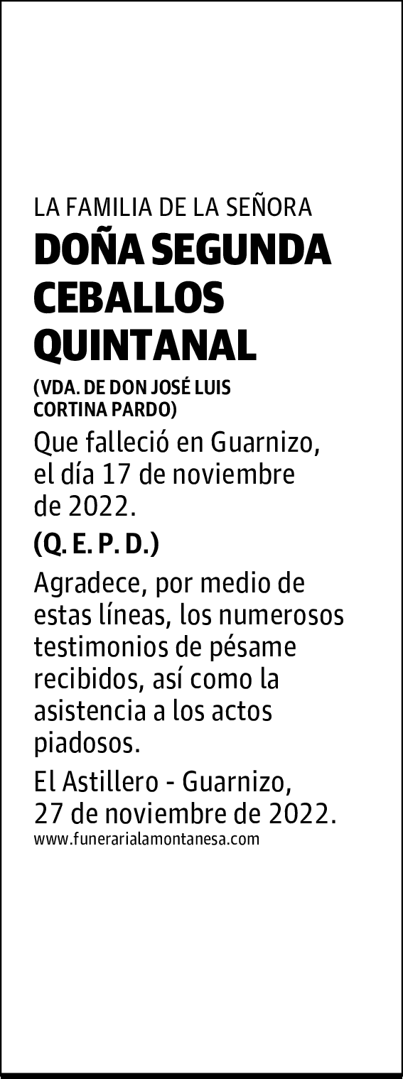 DOÑA SEGUNDA CEBALLOS QUINTANAL
