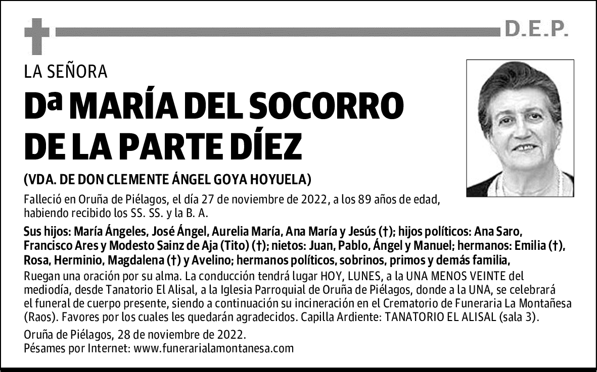 DOÑA MARÍA DEL SOCORRO DE LA PARTE DÍEZ