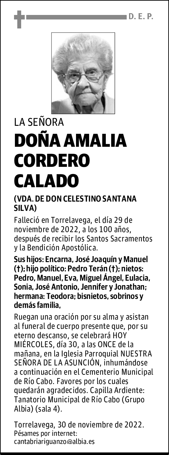DOÑA AMALIA CORDERO CALADO