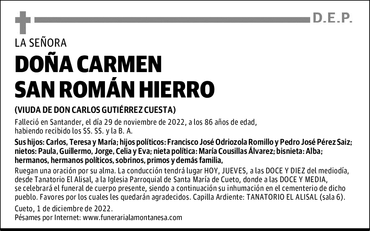 DOÑA CARMEN SAN ROMÁN HIERRO