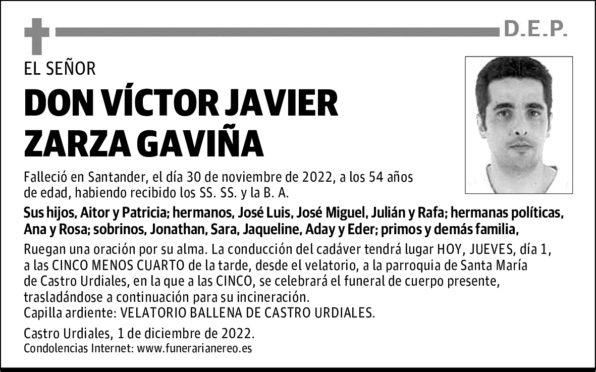 DON VICTOR JAVIER ZARZA GAVIÑA