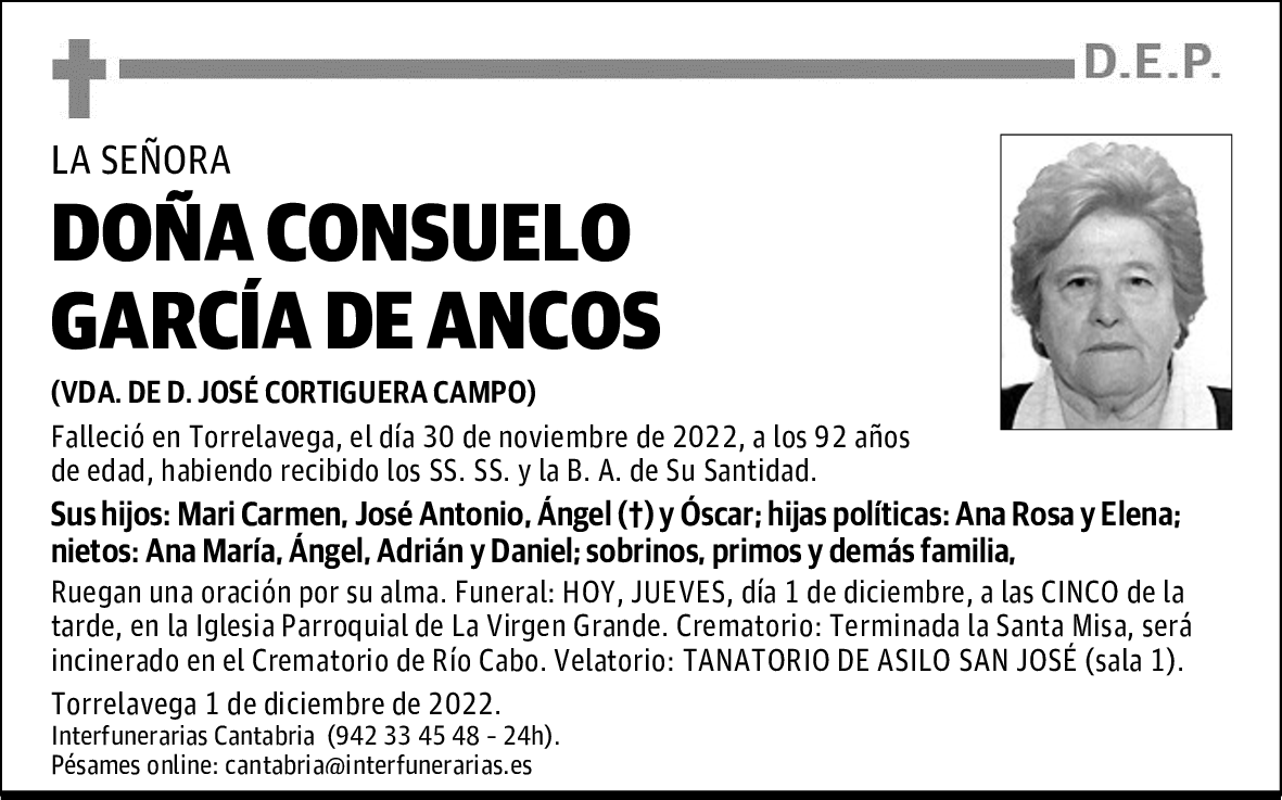 DOÑA CONSUELO GARCÍA DE ANCOS