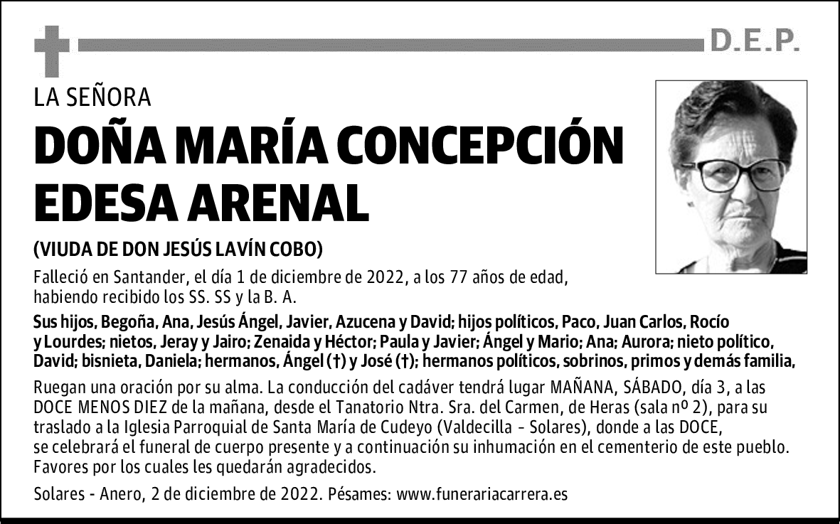 DOÑA MARÍA CONCEPCIÓN EDESA ARENAL