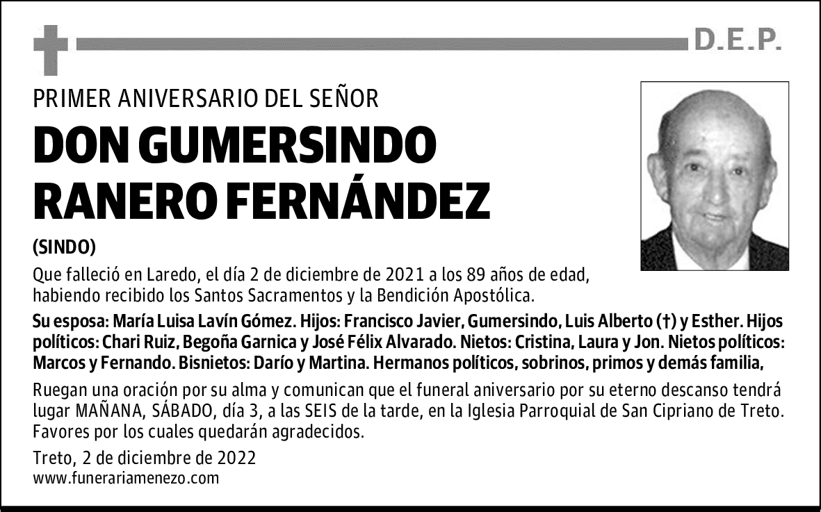 DON GUMERSINDO RANERO FERNÁNDEZ