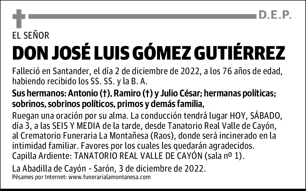DON JOSÉ LUIS GÓMEZ GUTIÉRREZ