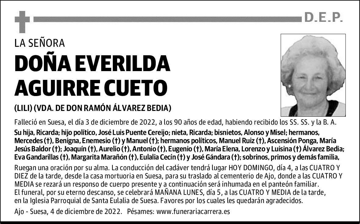 DOÑA EVERILDA AGUIRRE CUETO
