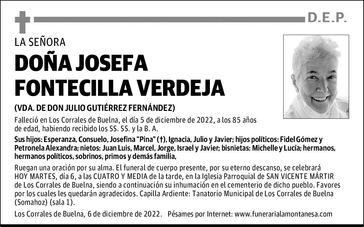 DOÑA JOSEFA FONTECILLA VERDEJA