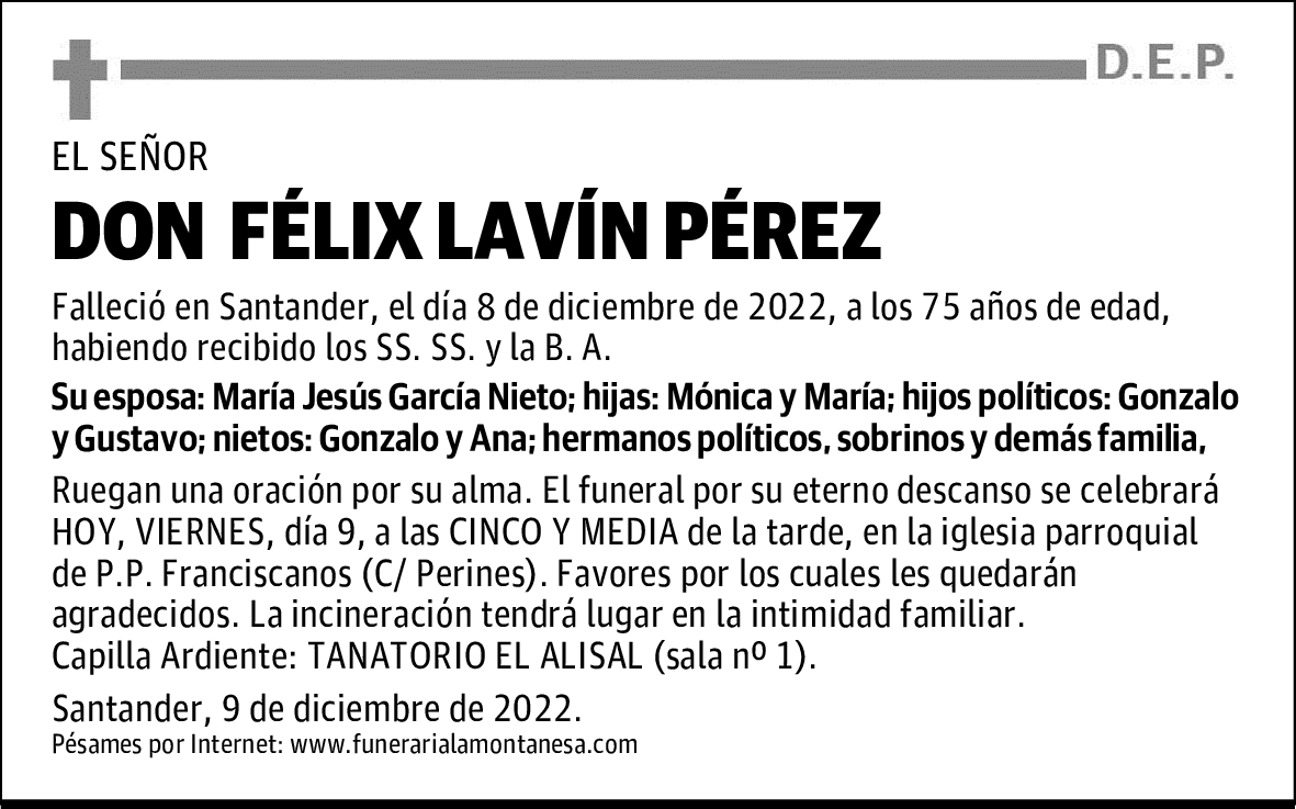 DON FÉLIX LAVÍN PÉREZ