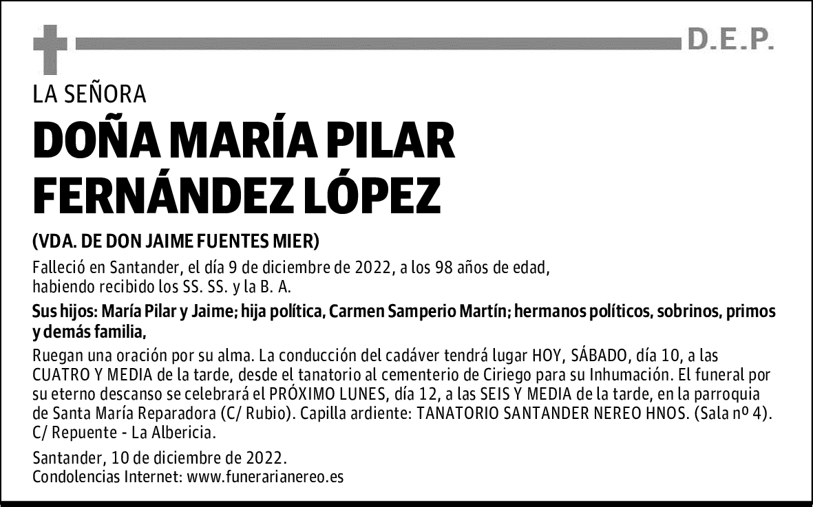 DOÑA MARÍA PILAR FERNÁNDEZ LÓPEZ