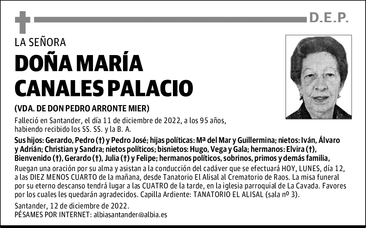 DOÑA MARÍA CANALES PALACIO
