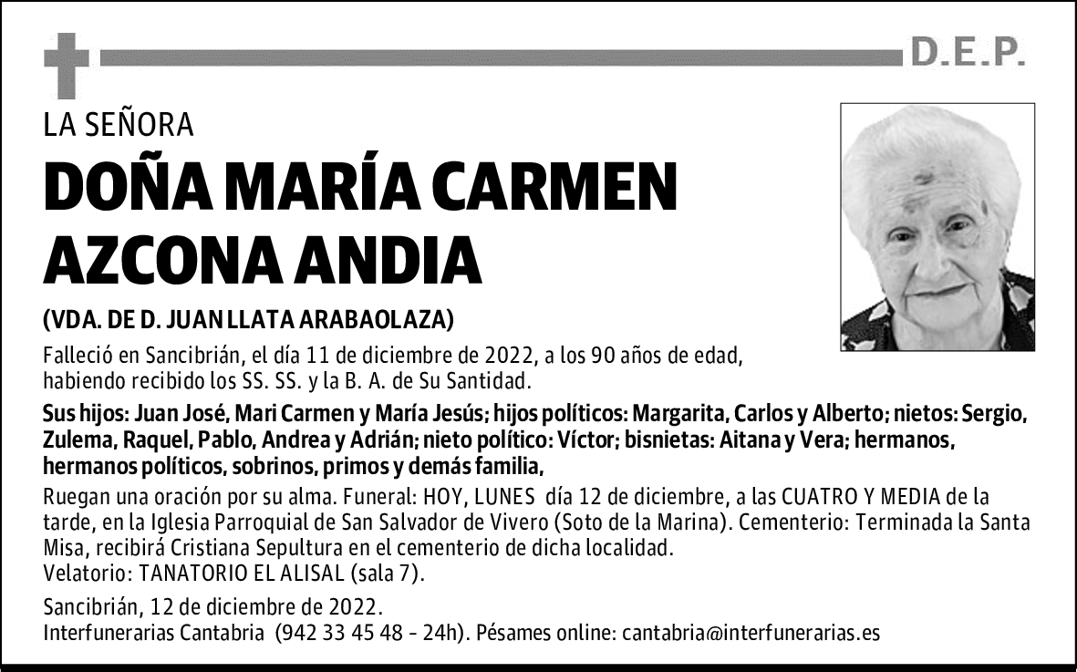DOÑA MARÍA CARMEN AZCONA ANDIA