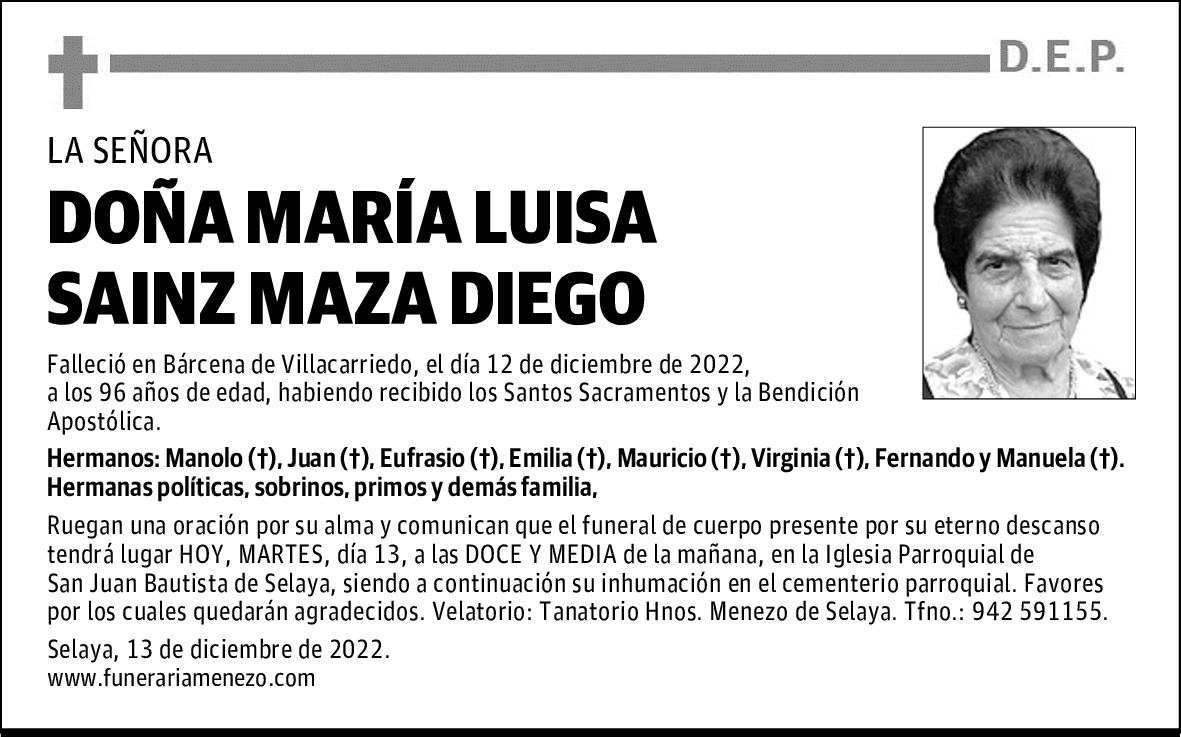 DOÑA MARÍA LUISA SAINZ MAZA DIEGO