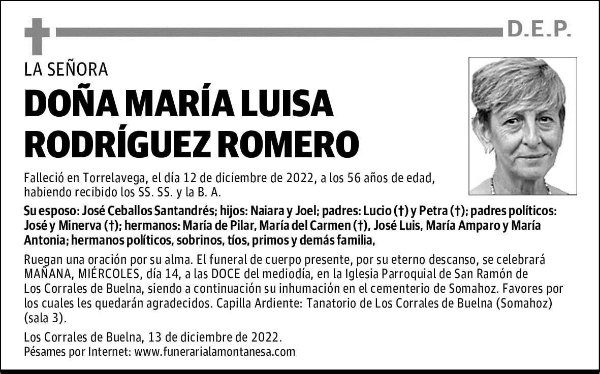DOÑA MARÍA LUISA RODRÍGUEZ ROMERO