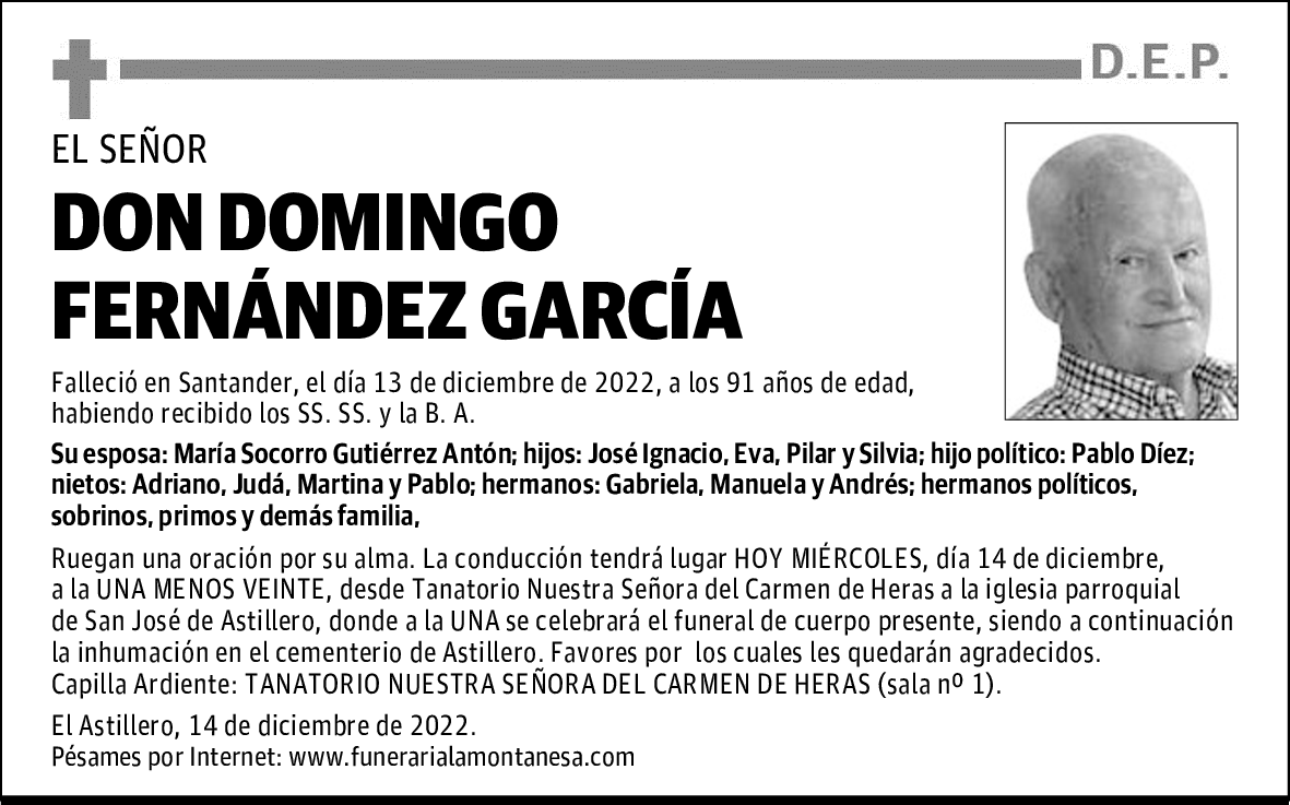 DON DOMINGO FERNÁNDEZ GARCÍA