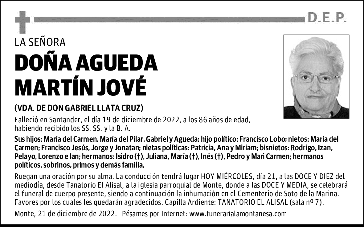 DOÑA AGUEDA MARTÍN JOVÉ