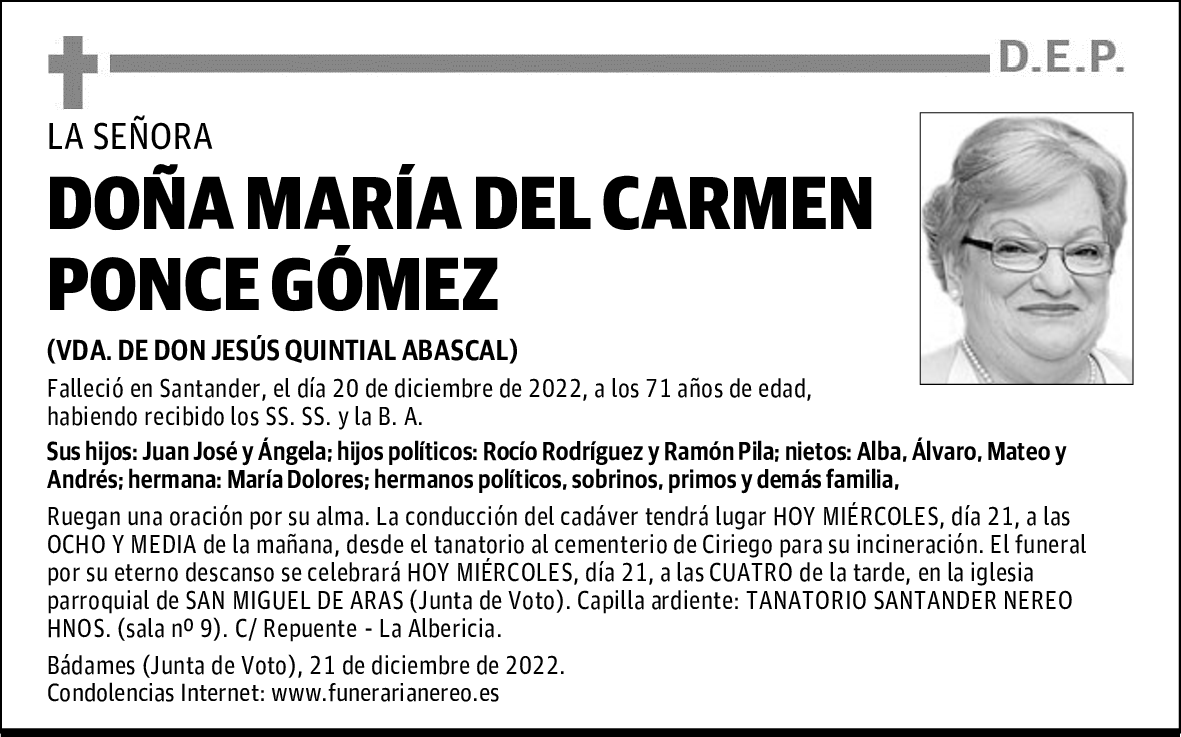 DOÑA MARÍA DEL CARMEN PONCE GÓMEZ