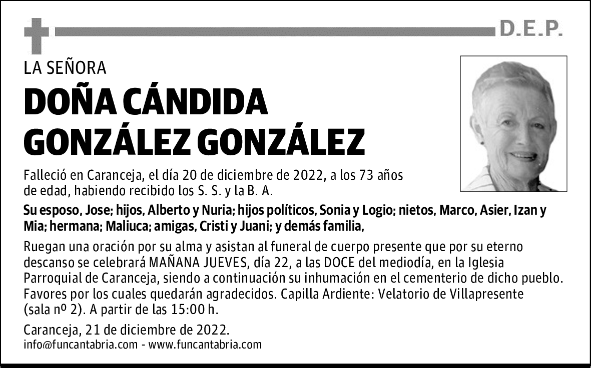 DOÑA CÁNDIDA GONZÁLEZ GONZÁLEZ