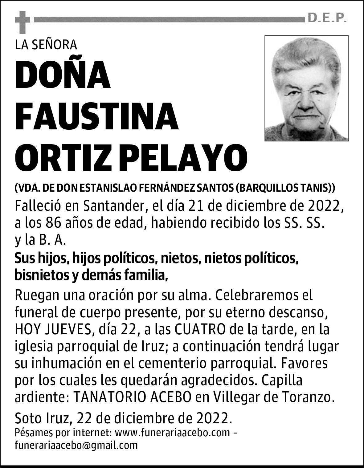 DOÑA FAUSTINA ORTIZ PELAYO