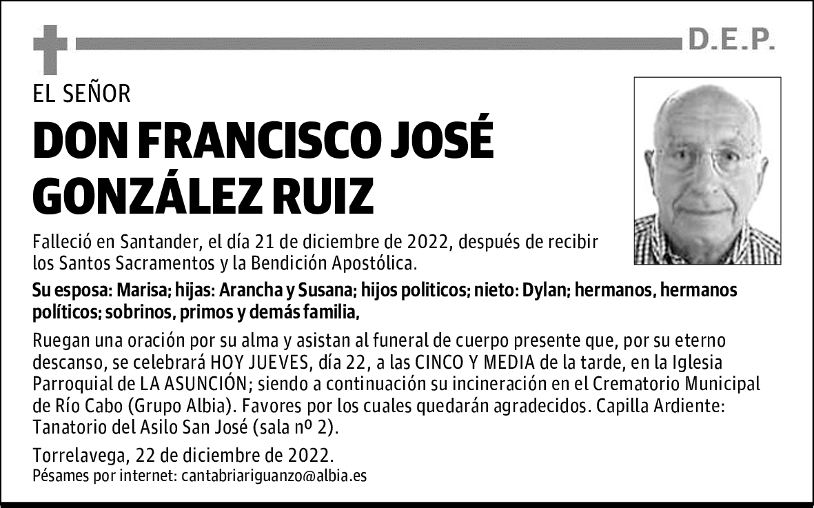 DON FRANCISCO JOSÉ GONZÁLEZ RUIZ