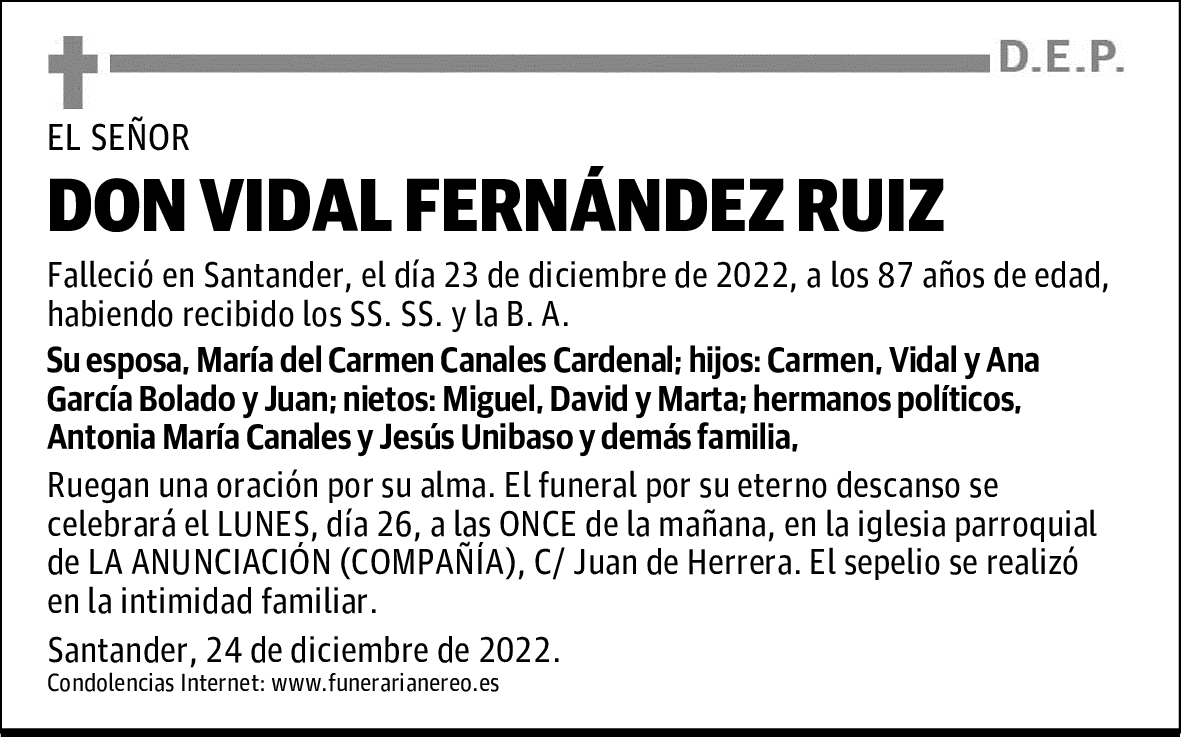 DON VIDAL FERNÁNDEZ RUIZ