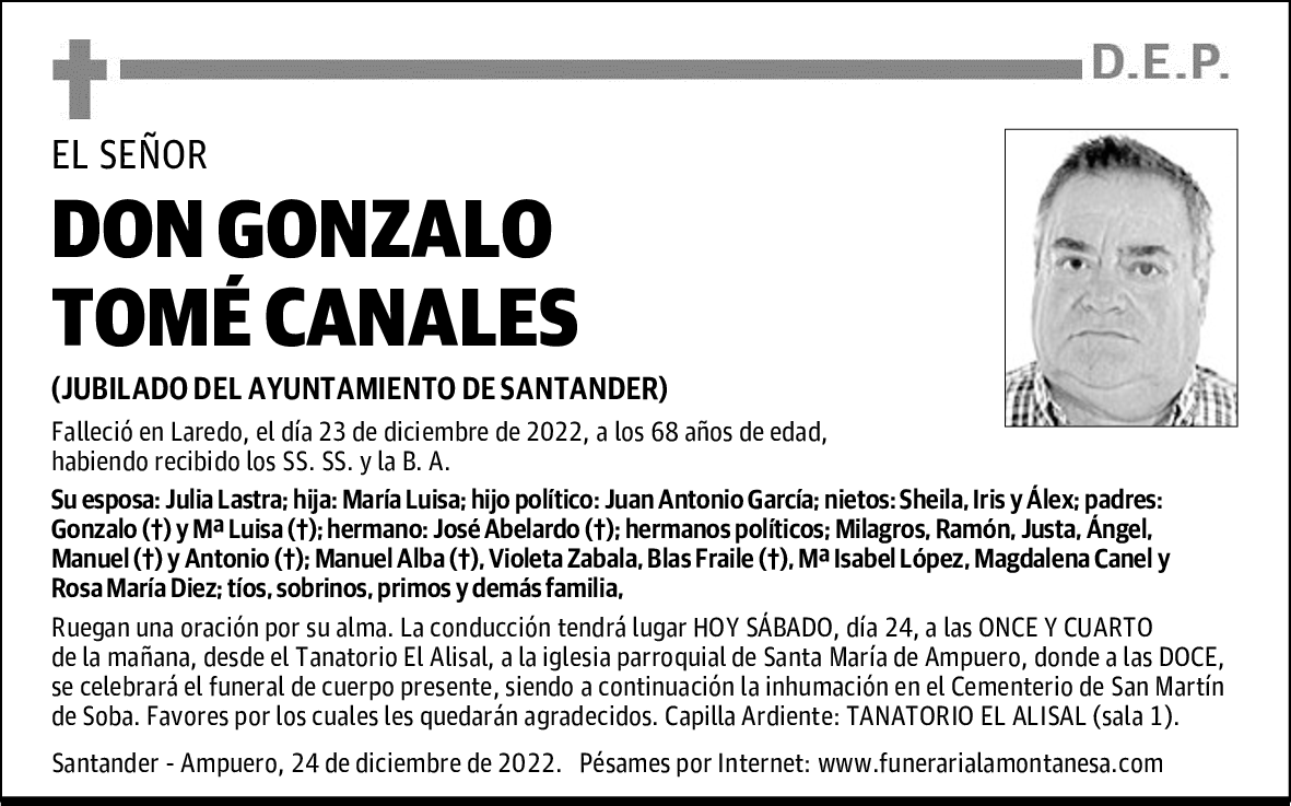 DON GONZALO TOMÉ CANALES