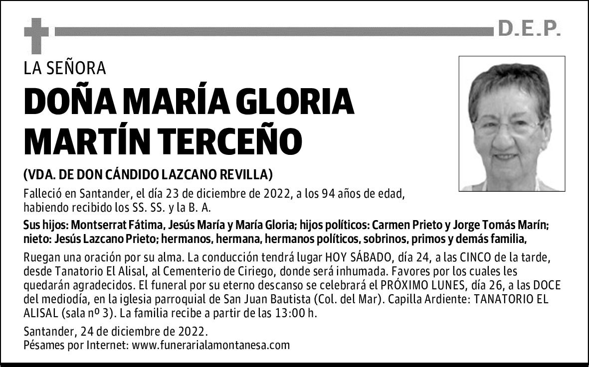DOÑA MARÍA GLORIA MARTÍN TERCEÑO