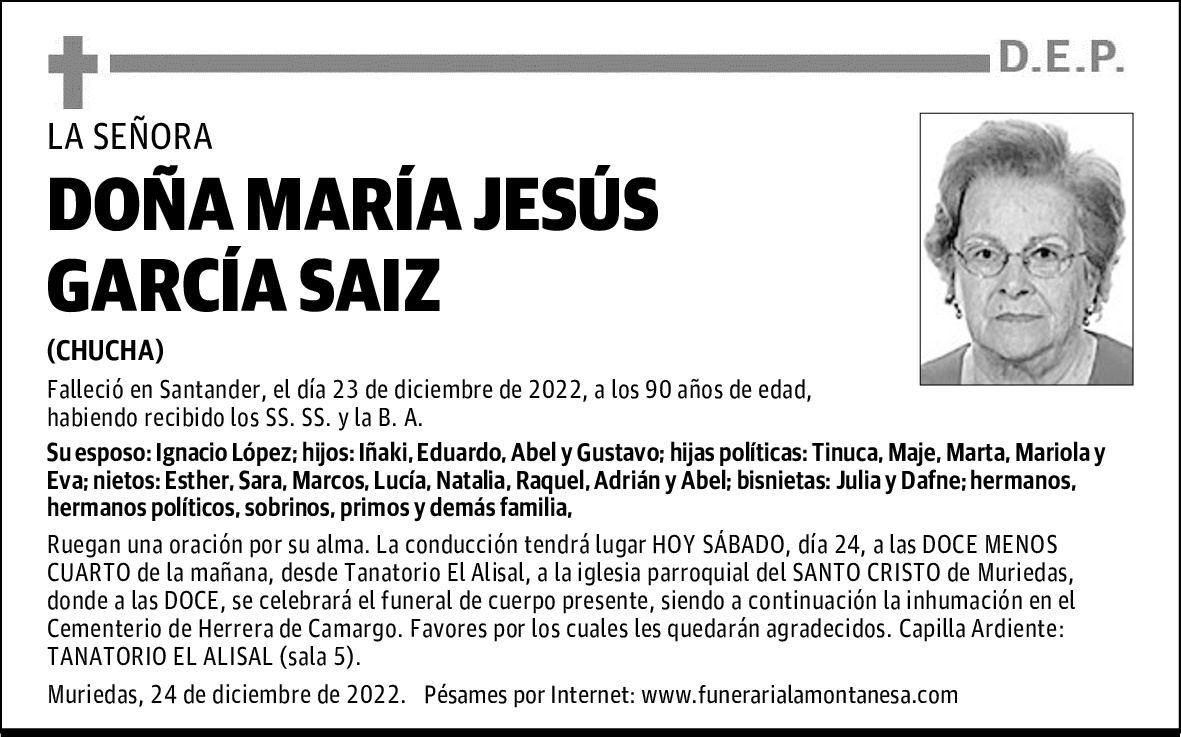 DOÑA MARÍA JESÚS GARCÍA SAIZ