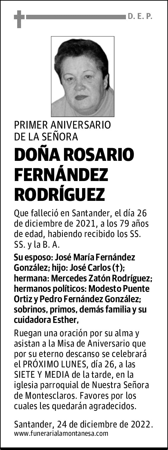 DOÑA ROSARIO FERNÁNDEZ RODRÍGUEZ