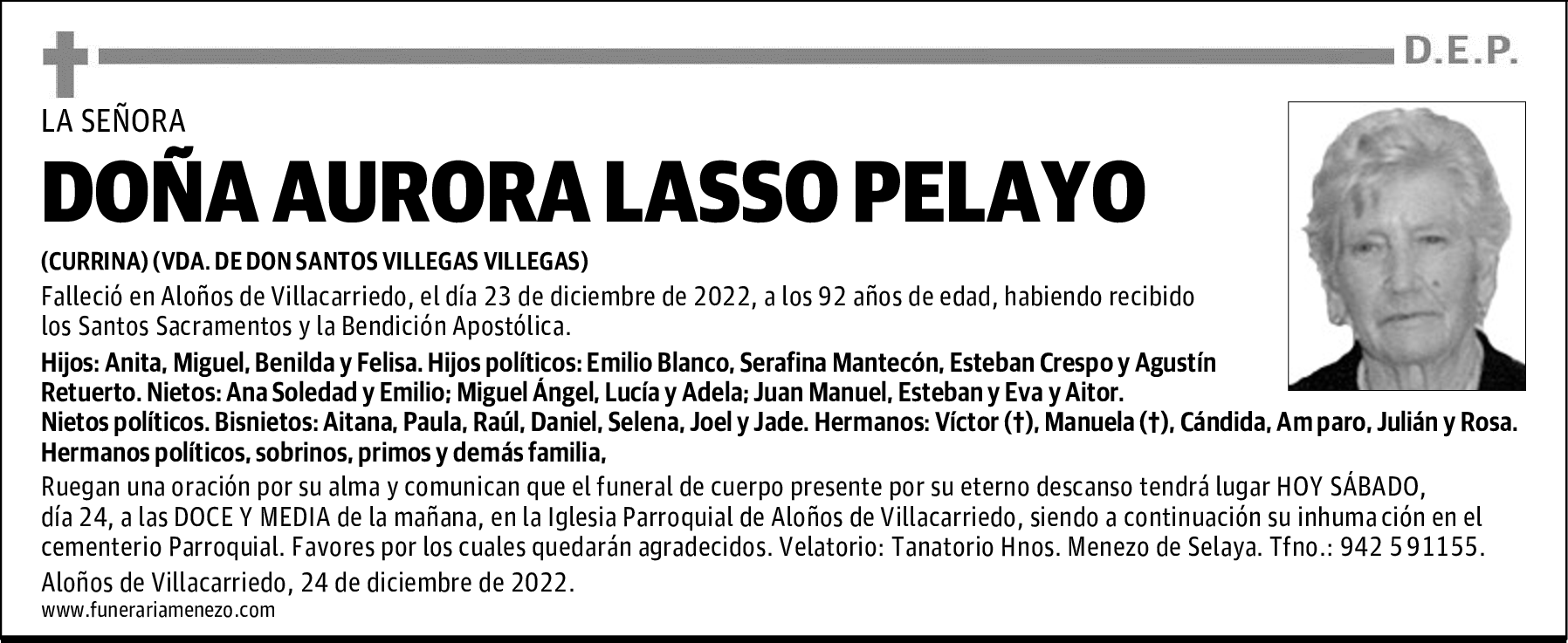 DOÑA AURORA LASSO PELAYO