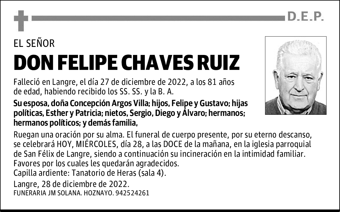 DON FELIPE CHAVES RUIZ