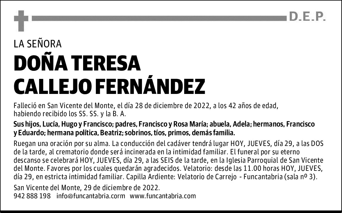 DOÑA TERESA CALLEJO FERNÁNDEZ