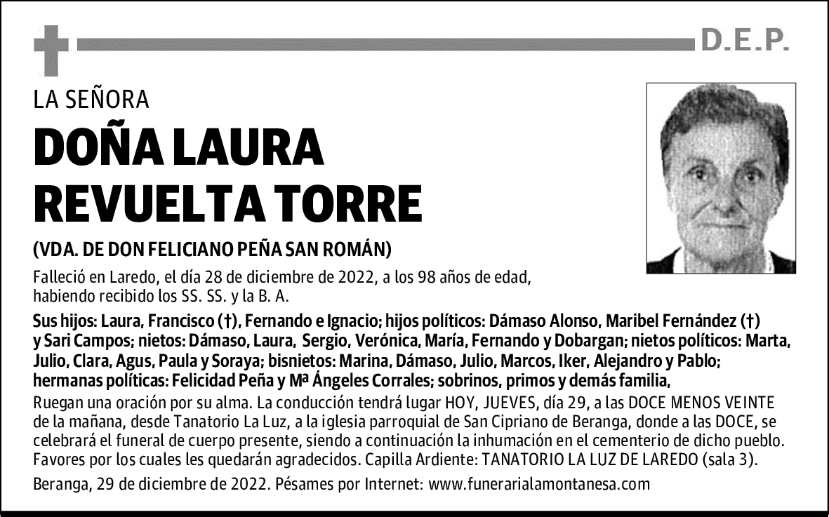 DOÑA LAURA REVUELTA TORRE