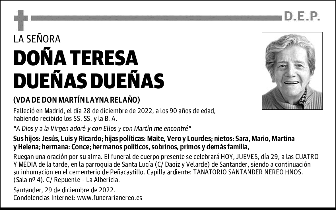 DOÑA TERESA DUEÑAS DUEÑAS