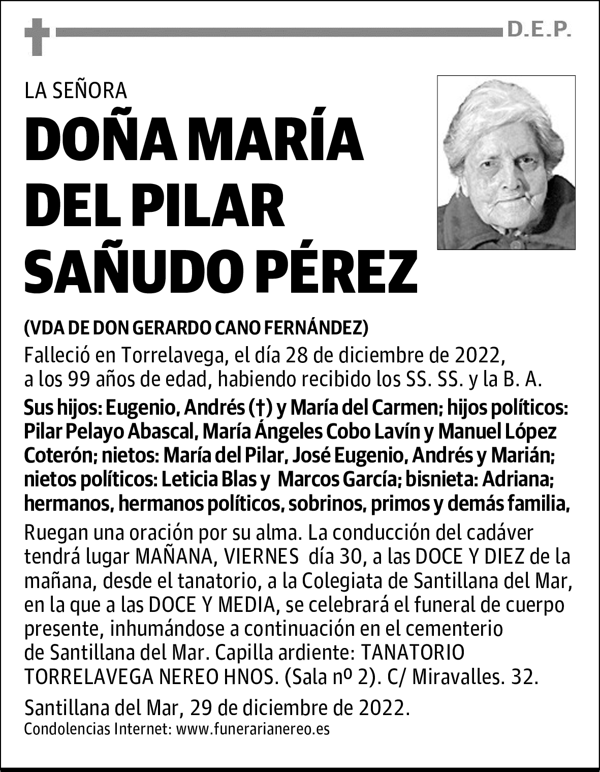 DOÑA MARÍA DEL PILAR SAÑUDO PÉREZ