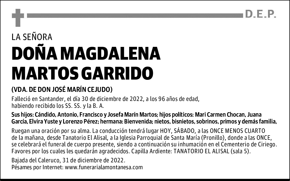 DOÑA MAGDALENA MARTOS GARRIDO