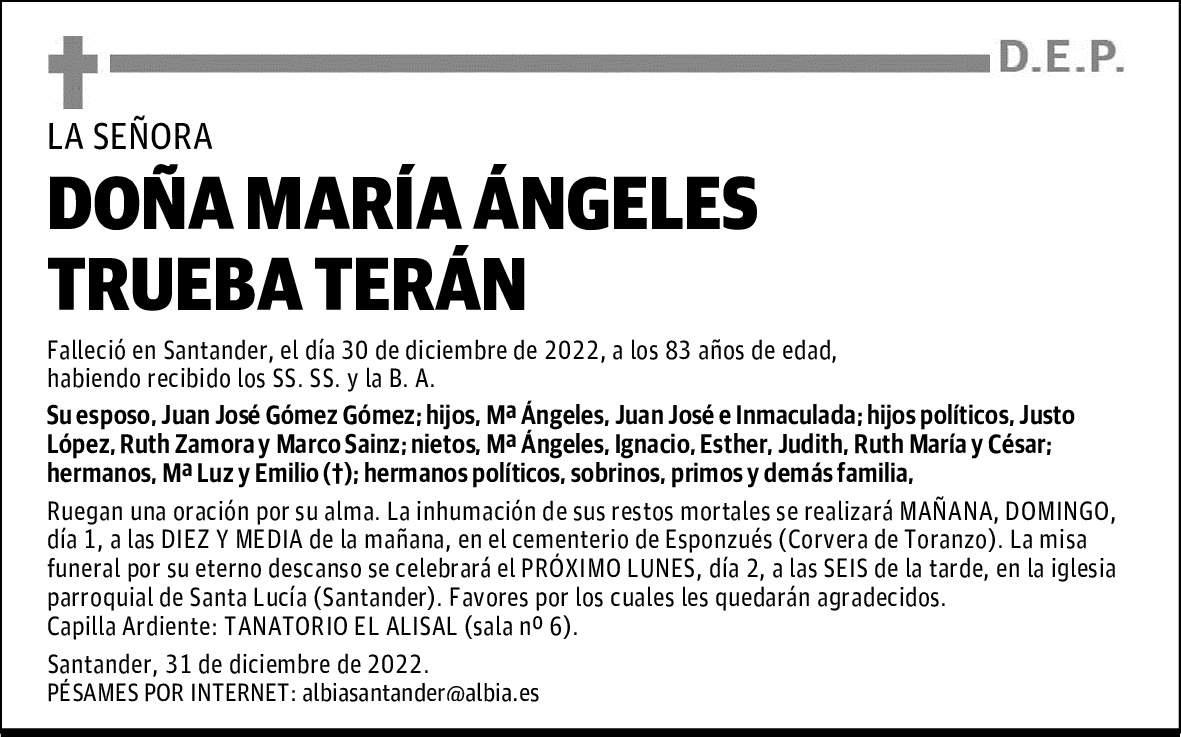 DOÑA MARÍA ÁNGELES TRUEBA TERÁN