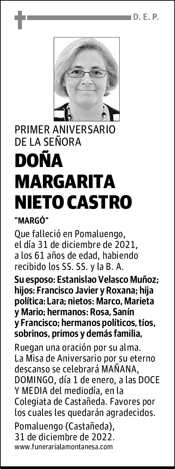 DOÑA MARGARITA NIETO CASTRO