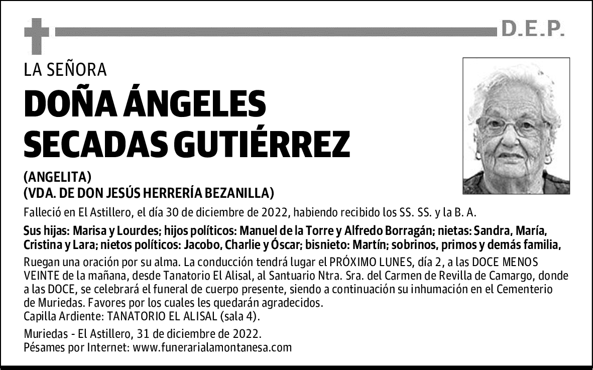 DOÑA ÁNGELES SECADAS GUTIÉRREZ