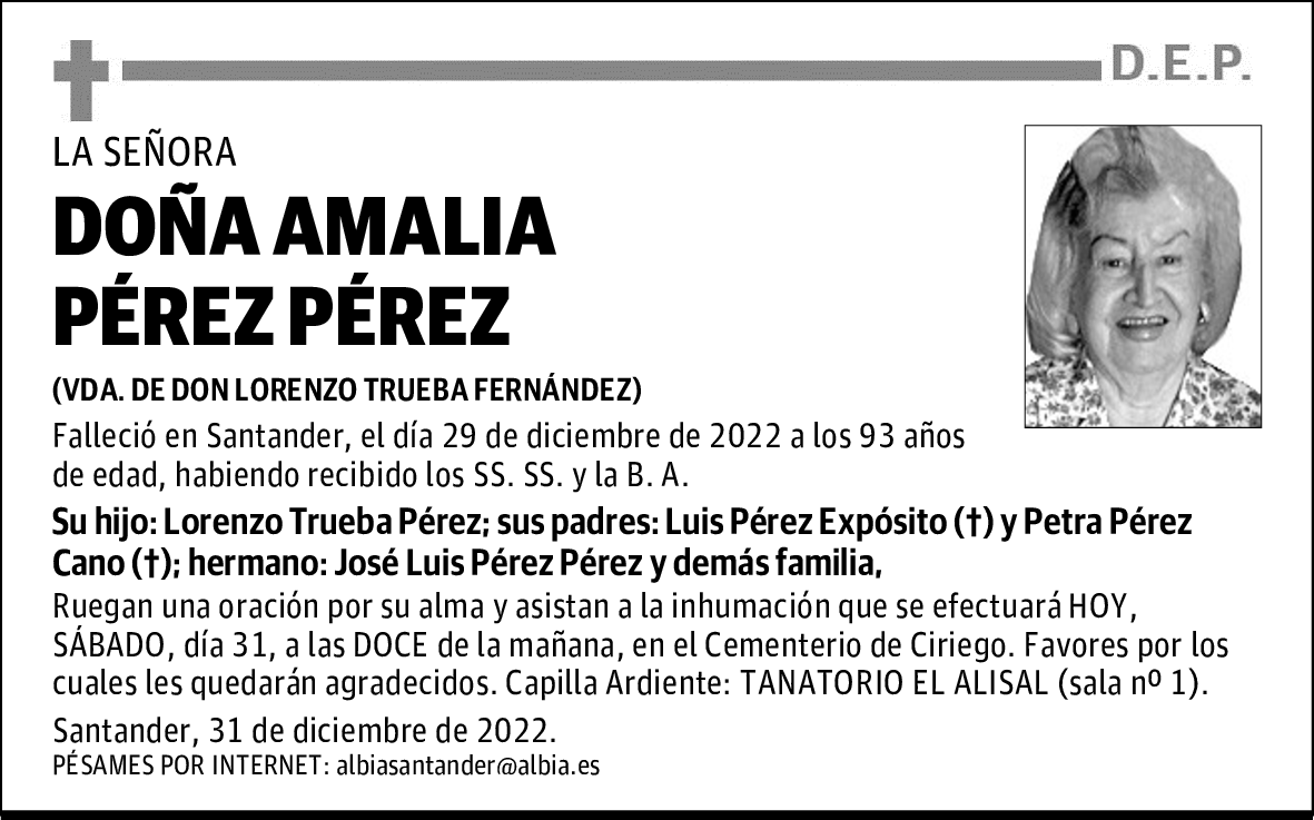DOÑA AMALIA PÉREZ PÉREZ