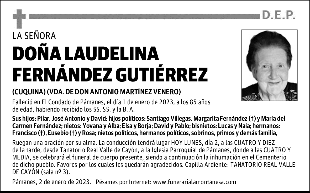 DOÑA LAUDELINA FERNÁNDEZ GUTIÉRREZ