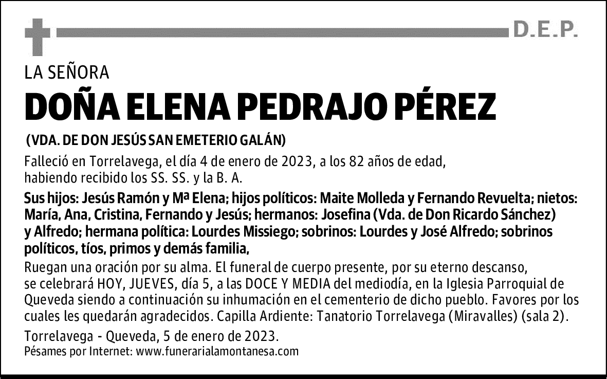 DOÑA ELENA PEDRAJO PÉREZ